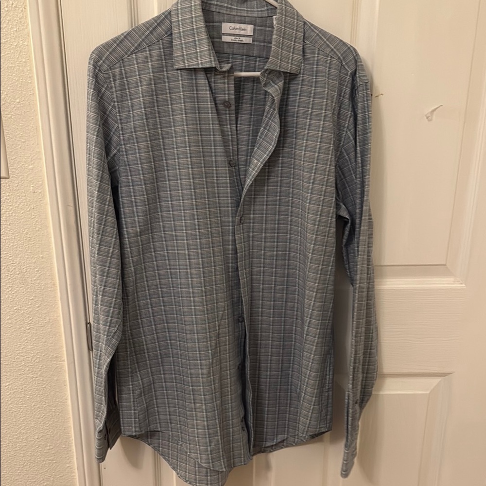 Calvin Klein Gray Casual Button Down Shirt